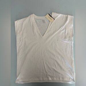 Frame White Le Midrise V Cotton Tee